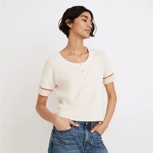Madewell Henley Sweater Tee in Rainbow Stripe